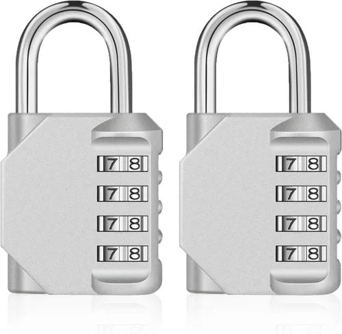 Vista 15 de ZHEGE - Candado para gimnasio, candado de combinación resistente a la intemperie para exteriores [2023 Actualizado] Candado de combinación de 4