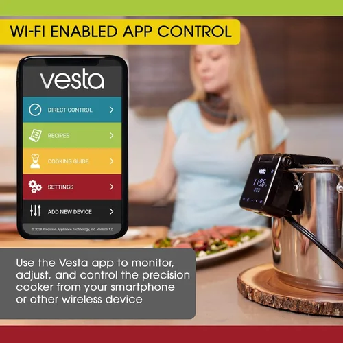 Vista 2 de Sous Vide Cooker with App Control & 5 Mil Thick Vacuum Sealer Bags