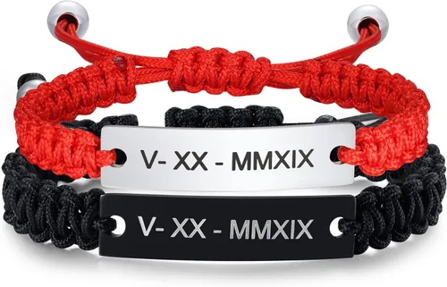 XUANPAI - Pulseras personalizadas hechas a mano con cuerda trenzada y placa de identificación para parejas, para mujeres, hombres, amistad, etc