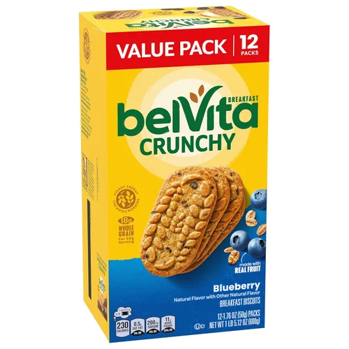 Vista 13 de belVita Blueberry Breakfast Biscuits, 12 paquetes (4 galletas por paquete)