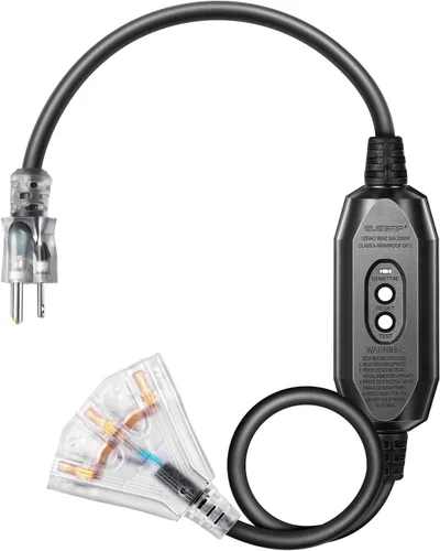 DEWENWILS Cable de extensión GFCI para exteriores de 3 pies, cable de extensión de calibre 12/3 para múltiples electrodomésticos, cable de Negro