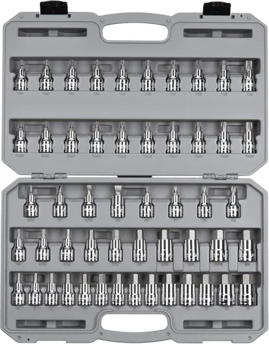 TEKTON SHB92302 - Juego de llaves hexagonales de 1/2 pulgada, Torx, Torx TR Torx, Phillips, puntas ranuradas con estuche (52 piezas)