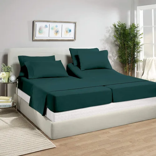 Vista 33 de Juego de sábanas divididas (5 piezas) para camas ajustables, 100% algodón egipcio de 800 hilos, tamaño California King, sábanas ajustables con Negro