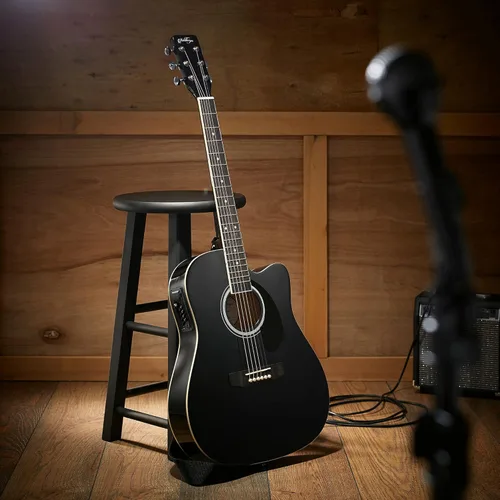 Vista 2 de Ashthorpe - Paquete de guitarra electroacústica estándar con diseño delgado con corte - de madera Tonewood de primera calidad
