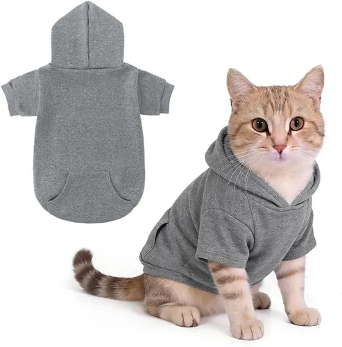 Vista 48 de KOOLTAIL Sudadera básica con capucha para perro, suave y cálida, con agujero para correa y con bolsillo, abrigo de invierno para perros, ropa