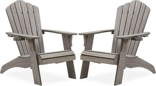 Vista 35 de Psilvam Silla Adirondack de gran tamaño, resistente a la decoloración y sin olor, sillas de madera de polietileno para hoguera con soporte