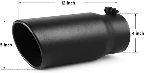 Vista 2 de A-KARCK Punta de escape con entrada de 4 pulgadas, perno atornillable de 4" de entrada, 5" de salida, 12" de largo, punta de tubo de escape
