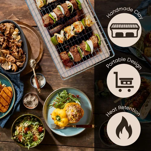 Vista 5 de Parrilla a carbón a carbón de leña de Fire Sense para hacer yakitori, L, Bronceado