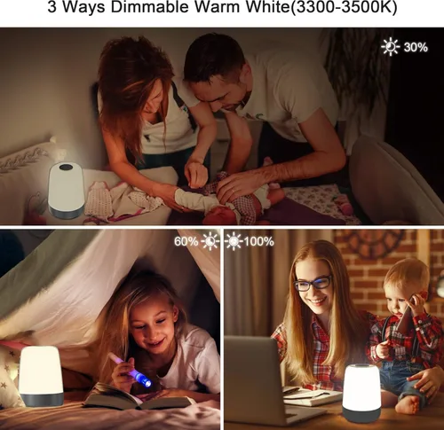 Vista 4 de winshine Touch Wake Up Night Light with Sunrise Simulation Alarm Clock, 3 Ways Dimmable Warm White Bedside Lamp for Kid Bedrooms RGB Ambient Table