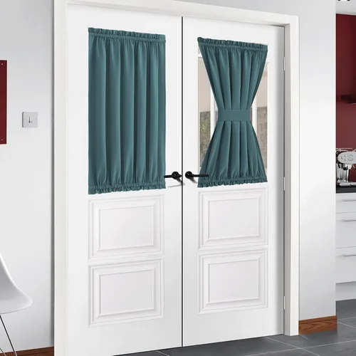 Vista 239 de NICETOWN Cortinas 100% opacas para puerta francesa, cortinas de privacidad para ventana, persianas de oscurecimiento de habitación de 25 x 64