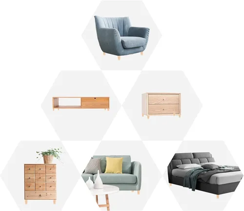Vista 6 de Juego de 4 patas redondas de madera maciza de 2 pulgadas para muebles, sofá cama, silla de café, escritorio, patas rectas con pernos preperforados