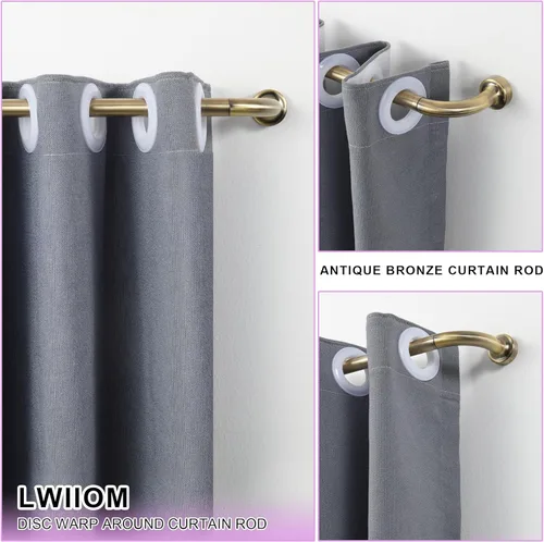Vista 2 de Barras de cortina de disco de bronce antiguo, barra de cortina de ventana de 28 a 48 pulgadas, barra de cortina ajustable para oscurecer