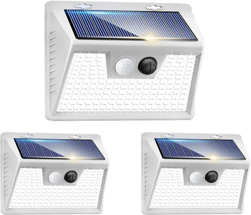 Vista 29 de Peasur Luces Solares para Exteriores con Sensor de Movimiento, 140 LED Luz Solar Alimentada por Energía Solar para Cerca Impermeable, 3 Modos