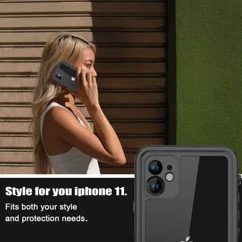 Vista 7 de Funda impermeable para iPhone 11 con protector de pantalla, protector de cuerpo completo, a prueba de golpes, a prueba de polvo, a prueba