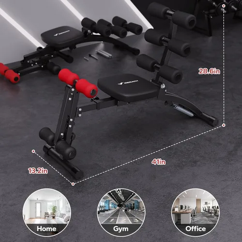 Vista 5 de MERACH Máquina de Abdominales, Entrenador de Abdominales Ajustable Multifuncional, Banco de Entrenamiento de Abdominales para Gimnasio en Casa