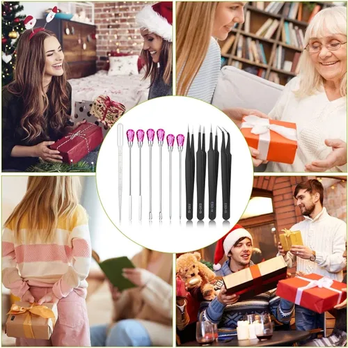 Vista 15 de Juego de 11 herramientas de moldes de resina de silicona, agujas para agitar, cuchara, herramientas de precisión, juego de pinzas electrónicas