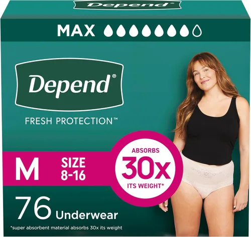 Vista 18 de Depend Fresh Protection - Pañales para adultos, ropa interior para incontinencia y fugas de vejiga posparto para mujer, desechables, máximo