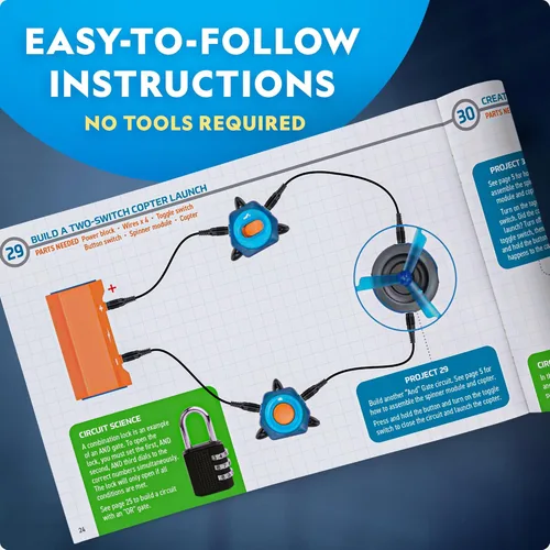 Vista 5 de National Geographic Circuit Maker - Kit de electrónica para niños con 40 proyectos de circuito eléctrico, juguete eléctrico STEM