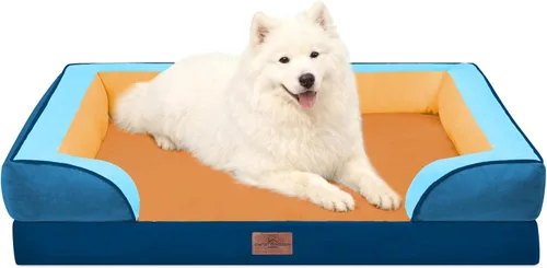 Vista 210 de Comfort Expression - Cama ortopédica para perros medianos de 30x20 pulgadas, cama impermeable de espuma de huevera para mascotas medianas