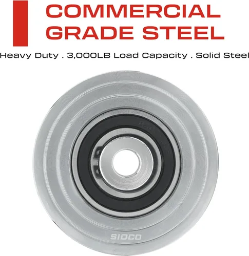 Vista 2 de Rueda con ranura en V de 4 pulgadas, acero sólido, rueda de puerta corredera, resistente, rueda de puerta de metal, rueda en forma de V invertida