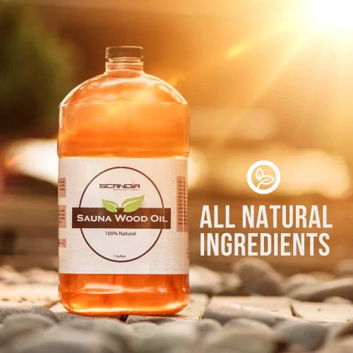 Vista 2 de Aceite de madera de sauna totalmente natural para restaurar y proteger saunas Aplicación interior y exterior Aroma de cedro Tamaño de 1 galón