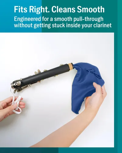 Vista 4 de Libretto Kit de hisopo de limpieza para clarinete – Hisopo de microfibra con forma de lágrima azul y grasa de corcho de 0.16 onzas