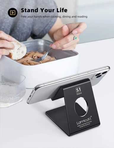 Vista 2 de Lamicall Soporte para teléfono celular, base para teléfono: cuna, soporte, soporte para escritorio de oficina - negro