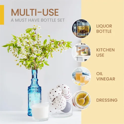 Vista 6 de BULK PARADISE Botellas de vidrio azul surtido con corchos, paquete de 6, 2.5 x 9 pulgadas, 16 onzas