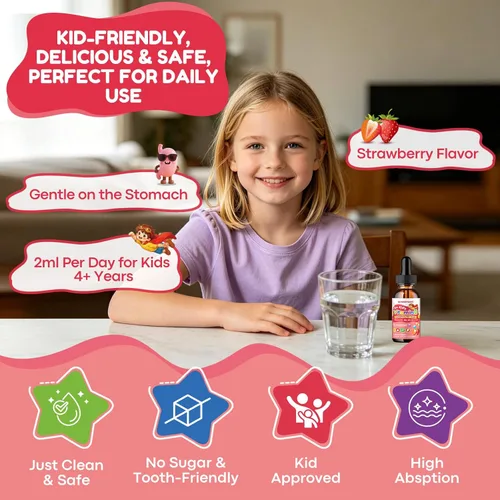 Vista 7 de Vitamin B Complex for Kids with B1, B6, B9 (Folate), B12 & Magnesium, Kids B Complex Supplement for Brain Support, Energy & Focus, Digestive Gut &