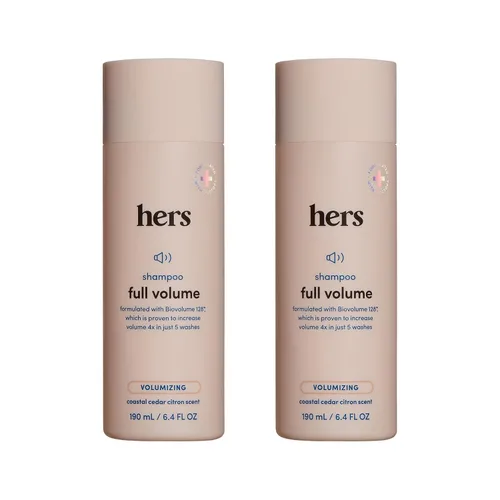 Hers Champú de volumen completo, biotina, cedro costero cítrico, paquete de