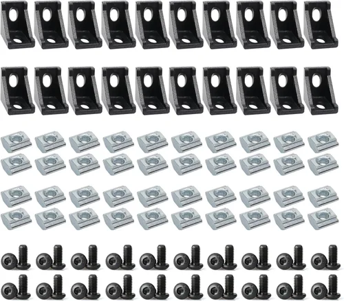 Vista 24 de 8 Piezas Extrusión de Aluminio 2020 Soporte de Esquina con Ranura T Serie 20 Hardware Extruido Conector Triple de 3 Vías con Tornillo de Fijación