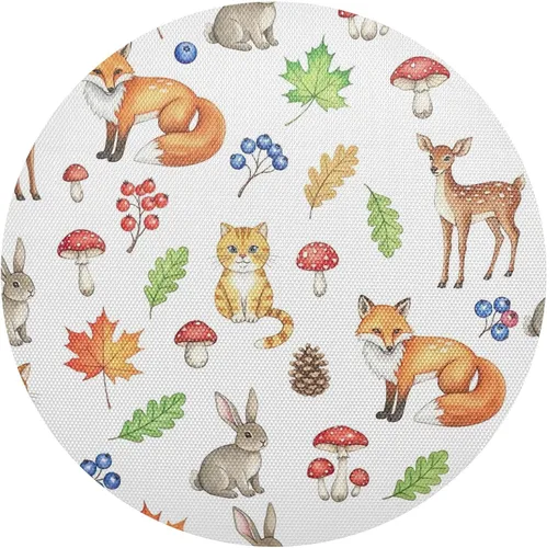 Watercolor Woodland Animals Foxes PVC Plate Mat, Non Slip Heat Place Mat for Kitchen one sizex1