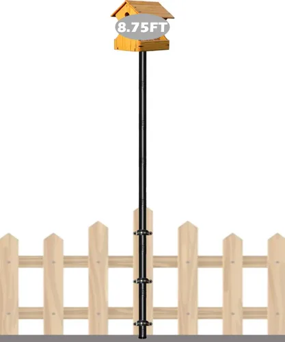 Garbuildman Kit de Poste para Comedero de Pájaros de 105 Pulgadas, Juego de Poste Resistente para Casa de Pájaros para Valla de Terraza o Barandilla