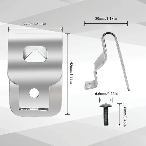 Vista 4 de Paquete de 5 clips de cinturón de acero inoxidable N268241 N086039 (con tornillos) compatibles con herramientas eléctricas dewelt de 20 V DCD985