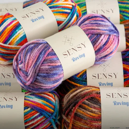 Vista 8 de Sensy Roving - Ovillo de lana multicolor, 3.5 onzas, 132 yardas, calibre 5, voluminoso (otoño)