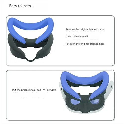 Vista 6 de NUHFUFA VR Headset Silicone Facial Interface Compatible with Quest 3, V-Shaped Face Cover Pad Anti-Slip Soft & Comfy AR Accessories(Black)