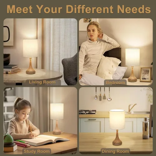 Vista 7 de Boncoo - Lámpara de mesa pequeña regulable, lámparas de mesita con control táctil para dormitorios, lámpara de noche de mesa con base de grano