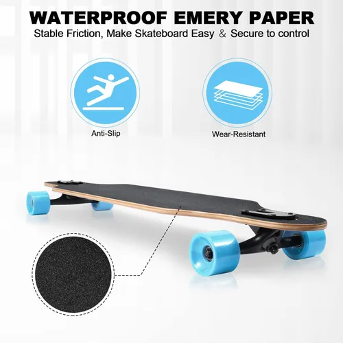 Vista 3 de Longboard Skateboard, 41 Pulgadas Drop Through Longboard Completa 9 Capas Nature Maple Premium Cruiser Long Board para Adultos, Adolescentes y Niños