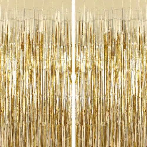 Vista 14 de Paquete de 2 cortinas negras con flecos de aluminio, cortinas de flecos grandes, serpentinas de puerta para cumpleaños, bodas, despedidas