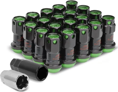 Vista 12 de DNA Motoring Tuercas de llanta de extremo cerrado M12x1.25, 16 tuercas hexagonales universales + 4 tuercas de bloqueo estriadas con llaves Negro