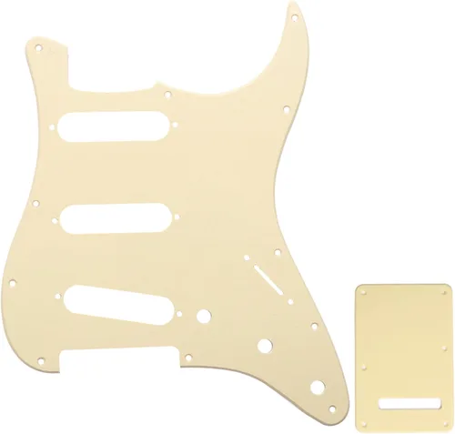 Juego de carcasa para guitarra eléctrica Musiclily SSS 11 agujeros Stratocaster para Fender, hecho en México/EE. UU., crema (1Ply Cream)