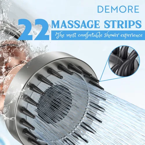 Vista 5 de Cabezal de ducha filtrado multietapa para agua dura - Sistema de lluvia desmontable de mano con giro de 360° DEMORE