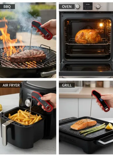 Vista 4 de Termómetro digital de lectura instantánea de 0.5 segundos con pantalla LCD grande giratoria automática y detección de movimiento, precisión de ± 0.5