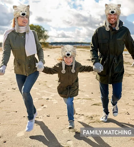 Vista 5 de Puzzled - Sombrero de mapache marrón de peluche - Sombrero súper suave y cálido con orejeras, gorro de invierno acogedor de forro polar para niños