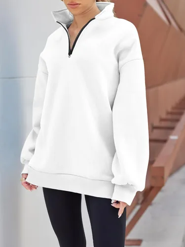 Vista 2 de Trendy Queen Womens Oversized Sweatshirts Hoodies Half Zip Pullover Fall Fashion Outfits 2023 Y2k Clothes