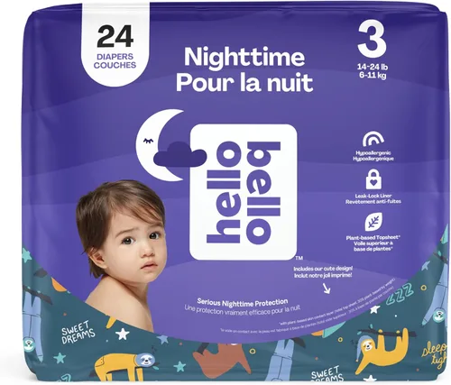 Hello Bello Pañales Premium para Bebés de Noche Talla 3, 24 Unidades, Unisex, Ultra Absorbentes y Suaves Pañales Desechables para Bebés y Niños