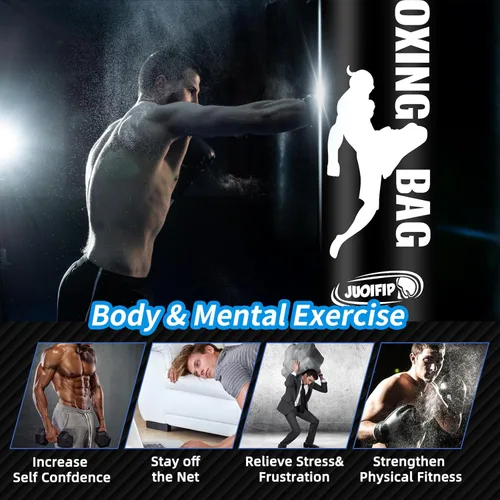 Vista 2 de Standing Punching Bag for Adults with Pump and Gloves, 69'' Kick Boxing Bag with Stand Inflatable Freestanding Heavy Bag Kicking Bag for Training