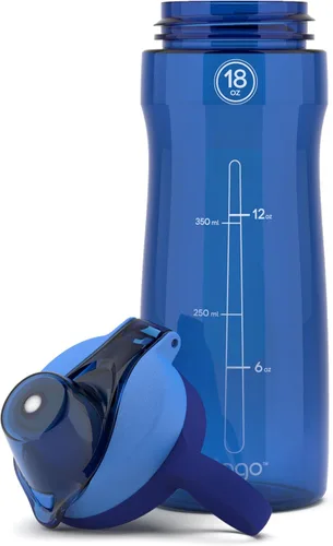 Vista 4 de Pogo Plastic Water Bottle with Chug Lid and Carry Handle, Reusable, BPA Free, Dishwasher Safe, Perfect for Travel, School, Outdoors, and Gym 18oz