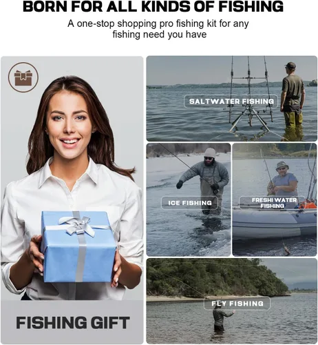 Vista 2 de Kit de herramientas y equipo de pesca profesional Sidomma con alicates de pesca, cuchillo de filetear, tijeras, agarre de labios de pez, regla