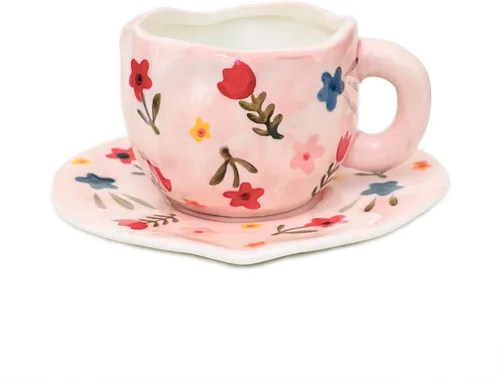 Vista 12 de Taza de cerámica Noviko Cloud con platillo, taza de té en forma de nube para niñas y mamá, 11 oz
